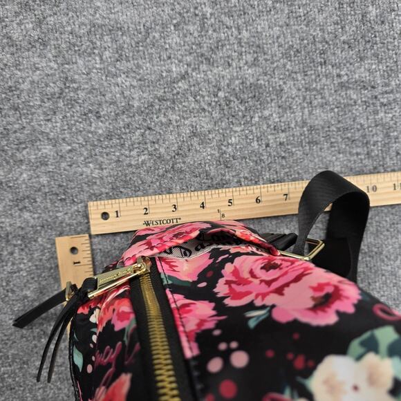 Juicy Couture Backpack Womens Mini Black Floral Rose Print Casual Daypack Zip - Picture 12 of 14